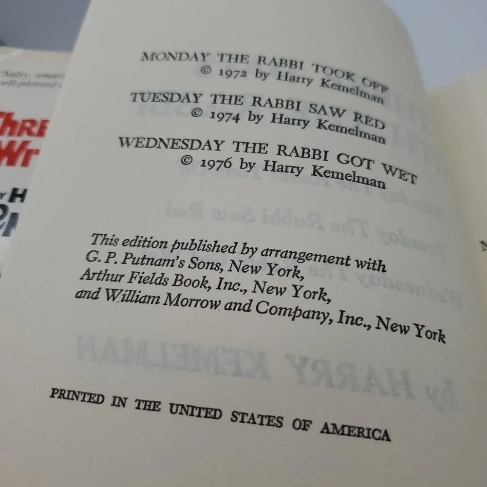Lot‎ of 5 Harry Kemelman Rabbi Murder Mysteries Hardcover VTG HB HC DJ